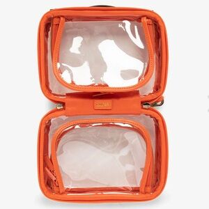Calpak Small Clear Cosmetics Case in Papaya